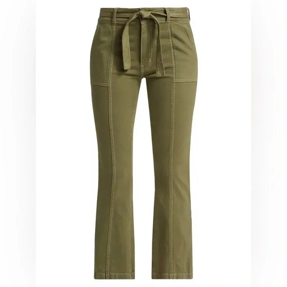 New! Derek Lam 10 Crosby Dean Utility Flare Olive Green Tie Waist Jeans 💚27 NWT! - Picture 9 of 15